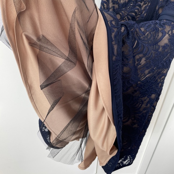 Avery G Navy Halter Fit and Flare Dress - Picture 7 of 9